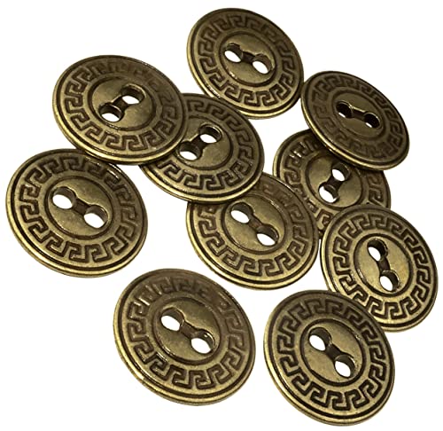 AERZETIX - C56621 - Set mit 10 Nähknöpfe aus Metall Ø20 mm mit 2 löchern - Öffnung 3 mm - antik-goldfarben - kurzwaren nähen kleidung handwerk jeans