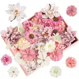 RISF 30 Stück Kunstblumen zum Basteln, 5 Farben Blumen zum Basteln 4~8cm Stoffblumen, Mini Deko Blumen Künstlich, Kunstblumen Deko für DIY Basteln Scrapbooking Hochzeit Party Home Handwerk