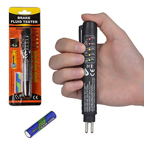 JTENG Bremsflüssigkeitstester Bremsflüssigkeitsprüfer DOT 3/4/5 mit 5 LED für Auto Fahrzeug, Brake Fluid Tester, DOT3, DOT4, DOT5 bremsflüssigkeit Tester