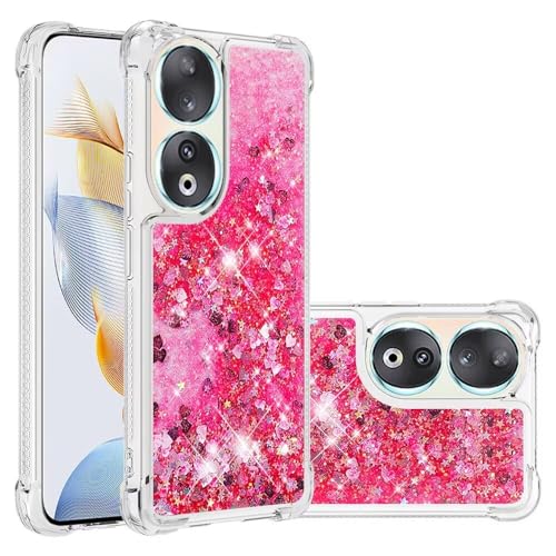 Nadoli Glitzer Treibsand Hülle für Honor 90,Silikon Stoßfest Handyhülle Transparent TPU Bumper Schutzhülle Flüssig Durchsichtig Quicksand Case