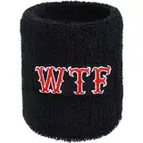 WTF Schweissband What The Fuck Stickerei Designer Schweißband Extreme Sport Absorbierendes Frottee Arm Schwarz Kampfsport Wristband Muay Thai Geschenk Biker Schweiß-Armband