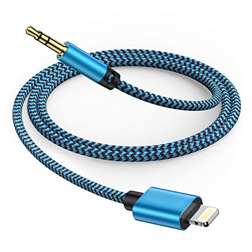 Gaef Auto AUX Kabel für iPhone 1M [MFi Zertifiziert], Lightning auf 3.5mm Audiokabel für Auto/Kopfhörer/Lautsprecher, HiFi Audio Nylon Lightning Klinke für iPhone 14/13/12/11 Pro/10/8/plus/X/XS/XR/SE