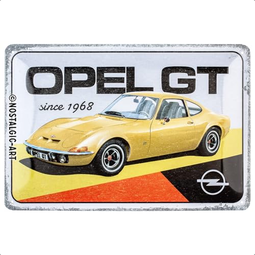 Nostalgic-Art Retro Blechschild, 20 x 30 cm, Opel – GT since 1968 – Geschenk-Idee für Opel-Zubehör Fans, Original Lizenzprodukt (OLP), aus Metall, Vintage Design, Blechschilder Sprüche