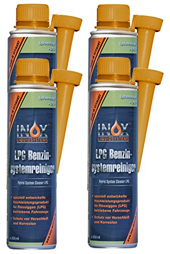 INOX® LPG Benzinsystemreiniger Additiv, 4 x 250ml - Systemreiniger für Autos mit Gasanlage