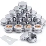 20 Stück Aluminium Leer Döschen Rund Reise Cremedose Tiegel für Creme Lotion Masken Kosmetik Nagelkunst（20ml） (Silber)