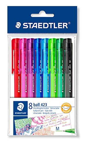 STAEDTLER 42335MPB8 Druckkugelschreiber Linienbreite M, 0.45 mm, Schaft in Schreibfarbe, 8 Stück im Polybeutel