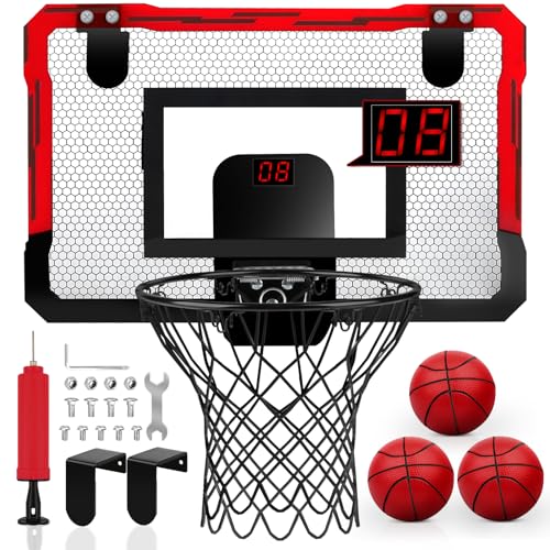 Yimore Basketballkorb Kinder Mini Basketballkorb Indoor Outdoor, Basketballkorb mit Automatischer Wertung mit 3 Bällen, Basketballkörbe tür Set Sport Spielzeug Geschenk (Standardausgabe)