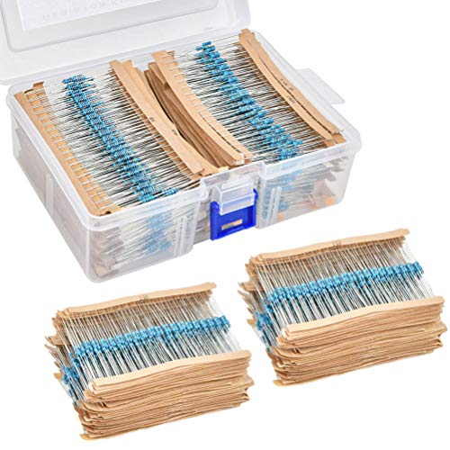 BUYGOO 1280 Stück Widerstände Sortiment Kit Metall Widerstand Sortiment Kit Metallfolie Widerstände Kit 1 Ohm-10M Ohm 1/4W 64 Werte Metallschichtwiderstände Sortiment für DIY Projekte Experimente
