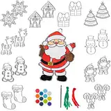 THE TWIDDLERS 20 Stück Weihnachten Sonnenfänger Kit - 10 Suncatchers zum Malen & Dekorieren, 9 Farben, 1 Pinsel - Basteln für Kinder