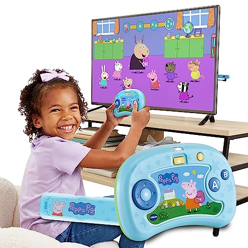 VTech ABC Smile TV - Peppa Pig Lernkonsole – Kabellose Spielkonsole mit HDMI-Stick für den Fernseher – Mit 8 Spielen für stundenlangen Lernspaß – Für Kinder von 3-7 Jahren