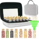 FARYODI Saatgut Aufbewahrungsbox - 40 Slots Saatgut,Seed Storage Organizer für Gemüsesamen,Aufbewahrungsbox mit Reißverschluss Tasche,40 Stück Glas Flaschen,Trichter