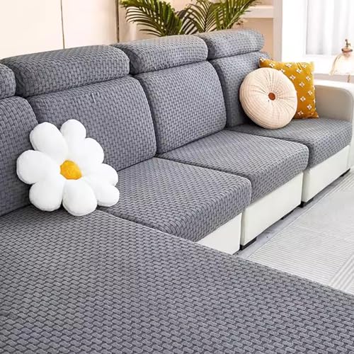 Sofa-Bezug Jacquard-Stoff Hohe Elastizität für L-Sofas Kombinierter Sofabezug Sofaschoner Bezug (Farbe : Dunkelgrau, Größe : 50-65cm x 100-130cm)