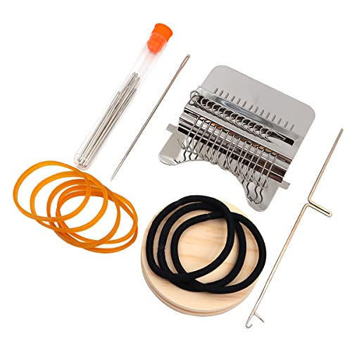 POFET Mini-Loom-Maschine aus Holz, Stopfwerkzeug, kreatives DIY-Handwerk, Weben, Reparaturwerkzeug für Jeans, Socken, Kleidung (14 Haken)