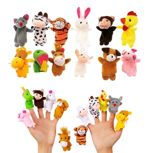 Fingerpuppen Baby,Fingerpuppen für Kinder,Fingerpuppen,Cartoon kleine Handpuppe Spielzeug,Mini Plüsch Tier Fingerpuppen für Geburtstag Kinder Party Taufe Babyparty Mitbringsel Geschenk(12 Stück