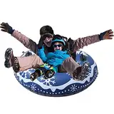 Aufblasbare Schlitten für Erwachsene Kinder - JanTeelGO Snow Tube Reifen Schneereifen Rutschreifen 120cm mit Griffen,Kratzfest,Frostbeständig für Wintersport Outdoor (Schneeflocke Snowtube)