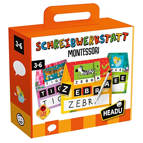 Headu DE52484 Schreibwerkstatt Lernspiel Montessori, orange