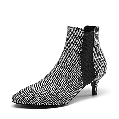 DREAM PAIRS Damen Stiefel mit Stiletto Spitze Schwarz/kariert SDAB2213W-E Größe 40 (EUR)