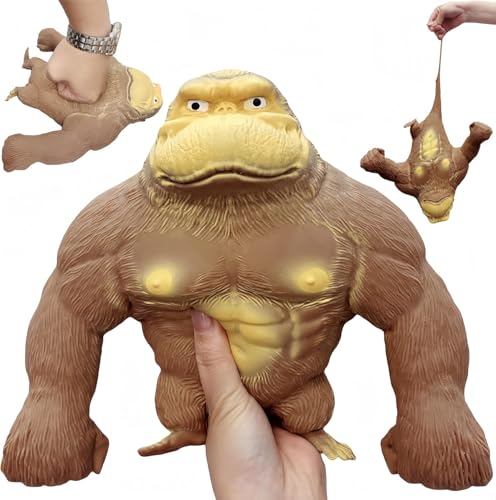 HuaMuDM Gorilla Spielzeug zur Stressreduktion, Gorilla Squeeze Toy, Squishy Monkey Toy, Latex Monkey Gorilla Toys, Funny Brown Monkey Toy, Stretch Gorilla Toy, Gorilla Stressabbau Spielzeug