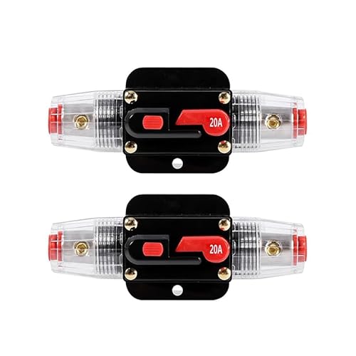 2 Stück KFZ Sicherungshalter Automatiksicherungshalter 12V-24V DC Inline Auto Leistungsschalter Sicherung KFZ Manuellen Reset Schalter Auto Schutzschalter (20A)