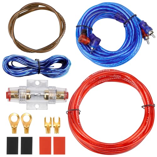 Kfz Verstärker Kabelsatz Anschluss Set 10GA Subwoofer Kabel Set 1500w Endstufe Kabel Set Auto Verstärker Kabel Car Audio Wire 4,5 m für Car Audio Endstufen