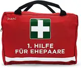 Dakita 1. Hilfe Tasche für Ehepaare - 28x18x8cm groß | Lustiges Geschenk zur Hochzeit oder zum Hochzeitstag - goldene Hochzeit - | Hochzeitsgeschenk für Brautpaare (rot - Ehepaare, ohne Inhalt)