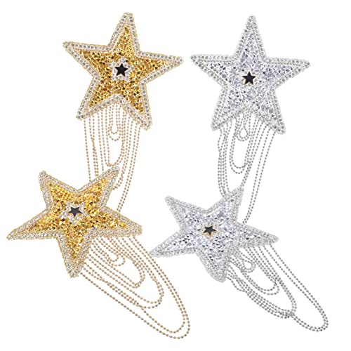 EXCEART 1 Satz Strass-patch Mit Quaste Flecken Bestickte Aufnäher Aus Stoff Strassapplikation Paillette Logo Schuhreparatur Hutschachtel Hut Zubehör Kleiderflicken Strasssteine 4 Stück