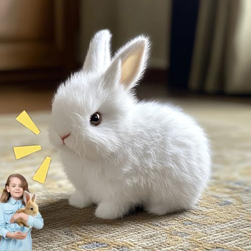 Petsboro Bunny Pal, Sherum Bunny Pal, Fanyil Bunny Pal, Yoolif Bunny, My Interactive Realistic Bunny - Jumping, Twitching, and Shaking Ears (White)