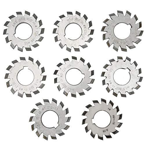 8-teiliger Zahnradschneider, M1.5 20 ° Evolventenräder Fräser 5mm 6mm Hochgeschwindigkeits Stahlzahnradschneidwerkzeug