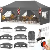 KESSER® Pavillon Faltpavillon 6x3m Festzelt mit 6 abnehmbaren Seitenwänden | Gartenzelt Höhenverstellbar & Wasserdicht + Tasche Bodenanker | Pop-Up Klicksystem UV-Schutz 50+ Partyzelt Anthrazit