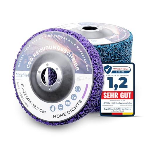MeyMel® 5 Stück Premium CSD 115mm 3x Grob & 2x Mittel | Hochleistungs- & Bruchsichere Reinigungsscheibe | Für Winkelschleifer 115mm | Rostentferner für Flex | Holz Metall Stein Beton | Gewebescheibe