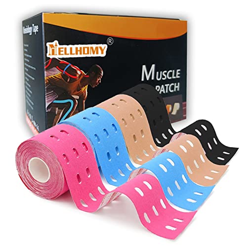 NELLHOMY 4 Rollen Kinesiotapes, Kinesiologie Tape,Kinesiology Tape,Wasserfestes Elastisches Tape Sport Physio Tape für Knie,Schulter und Ellenbogen,Muskelstraffende Bänder