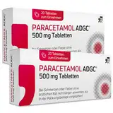 PARACETAMOL ADGC 500 mg - 2x 20 Stück – Tabletten bei leichten bis mäßig starken Schmerzen und Fieber - für Erwachsene und Kinder ab 4 Jahren - laktosefrei