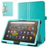 Hülle Kompatibel mit Kindle Fire HD 10 & 10 Plus Tablet (13./11. Generation, 2023/2021) 10,1", PU Leder Ständer Hülle mit Auto Schlaf/Aufwach Funktion(Seeblau)