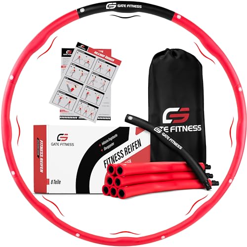 GATE FITNESS Hula Hoop Reifen Erwachsene und Kinder zum Abnehmen [1,2kg / 1,5kg / 2kg] | 6 bis 8 Segmente Hoola Reifen mit Wellendesign | Anfänger & Fortgeschrittene | Fitnessreifen mit Schaumstoff