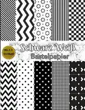 Bastelpapier Schwarz Weiß: Scrapbooking Papier Schwarz Weiß Muster | Din A4 mit 20 doppelseitige Seiten I Ideal für Basteln I Designpapier I DIY Karten | Dekoratives Bastelpapier