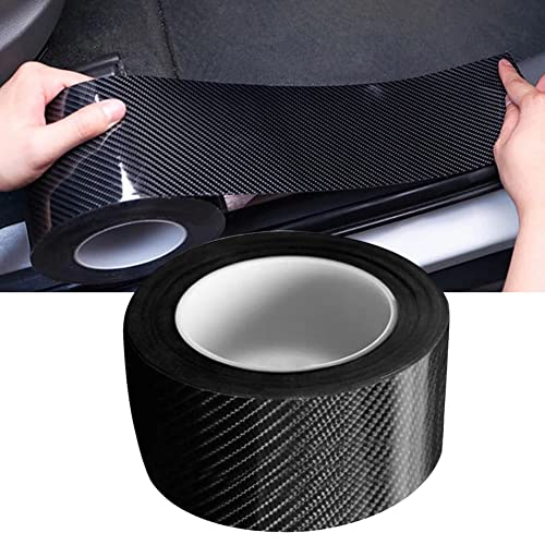 Auto Einstiegsleisten Aufkleber, Auto Gummi Stoßstange Spoiler Kantenschutz Carbon Anti Scratch Aufkleber Universal Autotür Schutz(7 cm * 10 m schwarz)