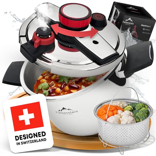 ??????????? Schnellkochtopf 6l [diesen Monat inkl. gratis Garkorb], geeignet für alle Herdarten > Pressure Cooker ??? ?????????????? | Dampfkochtopf mit 2 Kochstufen