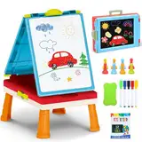 Staffelei Kinder, Doppelseitige Tafel Kinder und Whiteboard mit Anderem Zubehör für Kinder und Kleinkinder