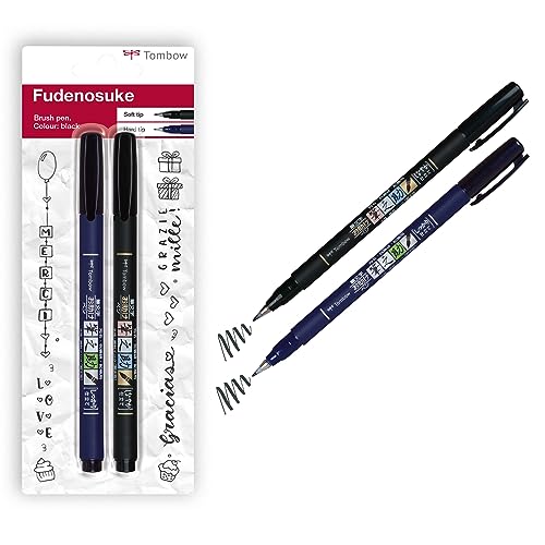 Tombow WS-BHS-2P Brush Pen Fudenosuke je 1 x mit Harter und weicher Spitze