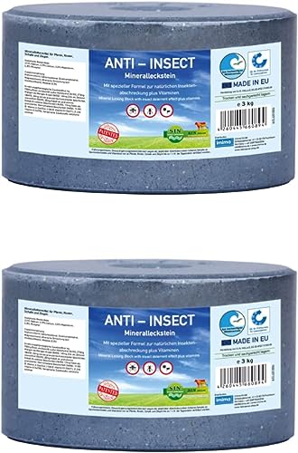 imima Mineralleckstein Pferd Anti-Insect Salzleckstein Set 2 x 3kg - Salzlecksteine für Pferde, Schafe, Ziegen, Wild und Rind - Salz Leckstein Mineralstein