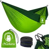 Nasharia Camping Hängematte Outdoor, Hängematte 2 Personen 300KG Tragkraft 275 * 140 cm Atmungsaktiv Reisehängematte Fallschirm Ultraleicht 210T Nylon Hängematte Für Outdoor Drinnen Garten, Fruchtgrün