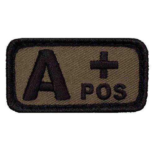 Café Viereck ® Bundeswehr Blutgruppe Patch Gestickt mit Klett - 5 cm x 3 cm (Oliv - A+)