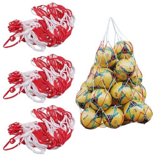 HZAOPZE 3 pcs Ballnetz für 10 bälle Ballnetz,Ballsack Balltaschen&netze, Balltragenetz Ball Carry Net passend für 10-15 Bälle,Fußball,Basketball,Volleyball,Handball