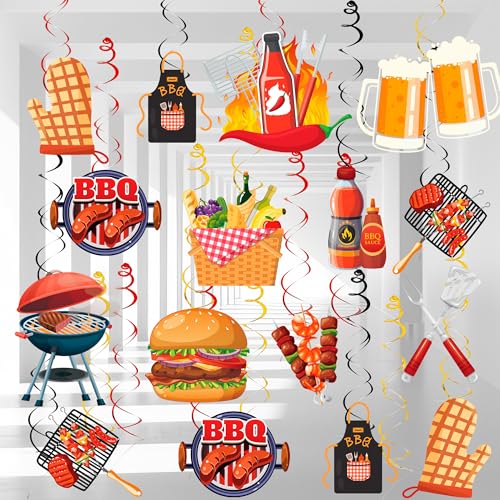 BBQ Party Dekorationen Spirale, 33pcs Grill Party Spirale BBQ Hängende Wirbel Dekorationen Sommer BBQ Party Hängende Dekoration für Sommer Party