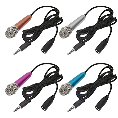 DODUOS 4Pcs Mini Mikrofon für Handy, kleines mikrofon, Tragbares Gesangsmikrofon Mini Karaoke Mikrofon Kondensatormikrofon für Laptop Notebook