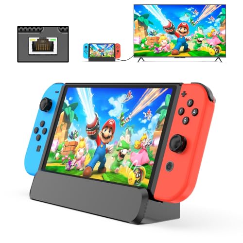 6 in 1 Switch Dock for Nintendo Switch OLED TV Adapter Switch Docking Station with HDMI 1000 Mbit RJ45 Ethernet LAN 3 USB 2.0 Port Type C Charging USB C Connectors Travel Base Portable Stand