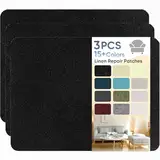 Flicken Selbstklebend Stoff, Leinen Reparatur Patches, Stoffe Reparatur, 20 x 28 cm Leinenstoff Patches Selbstklebend für Sofa, Bürostuhl, Autositze, Kopfteile, Vorhang - Schwarz (3 Stück)
