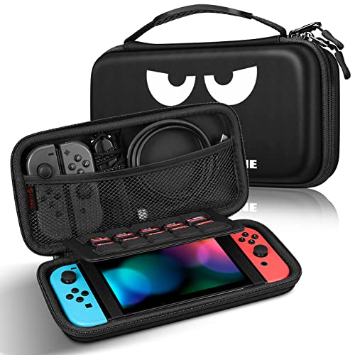 Fintie Tasche für Nintendo Switch/Switch OLED Modell - Tragetasche Aufbewahrungstasche Hülle Case mit 10 Spielkartenhaltern und Haltegurt für Nintendo Switch Konsole und Zubehör, Don't Touch