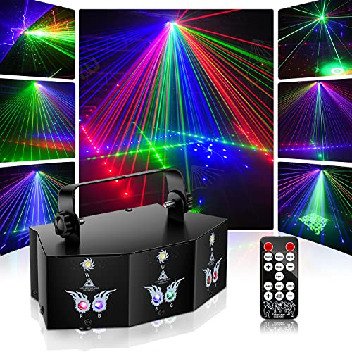 Discolicht Partylicht,DMX 9 Lens LED RGB Bühne Licht Stroboskop Beleuchtung Effekt Dj Projektor mit Sound Aktiviert für Home Parties Klub Geburtstag Hochzeit Konzert Bar