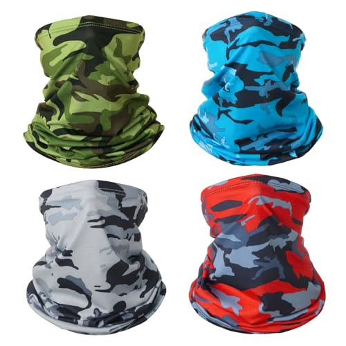 KEYRI 4 Stück Multifunktionstuch Schlauchschal Loopschal Winddicht Winter Loop Schal Herren Damen Neckwarmer Elastiche Schnelltrocknend Ski Maske Warmer für Outdoor Skifahren Motorrad Radfahren (Bunt)